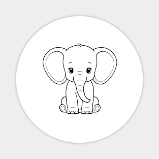 Cute Baby Elephant Animal Outline Magnet